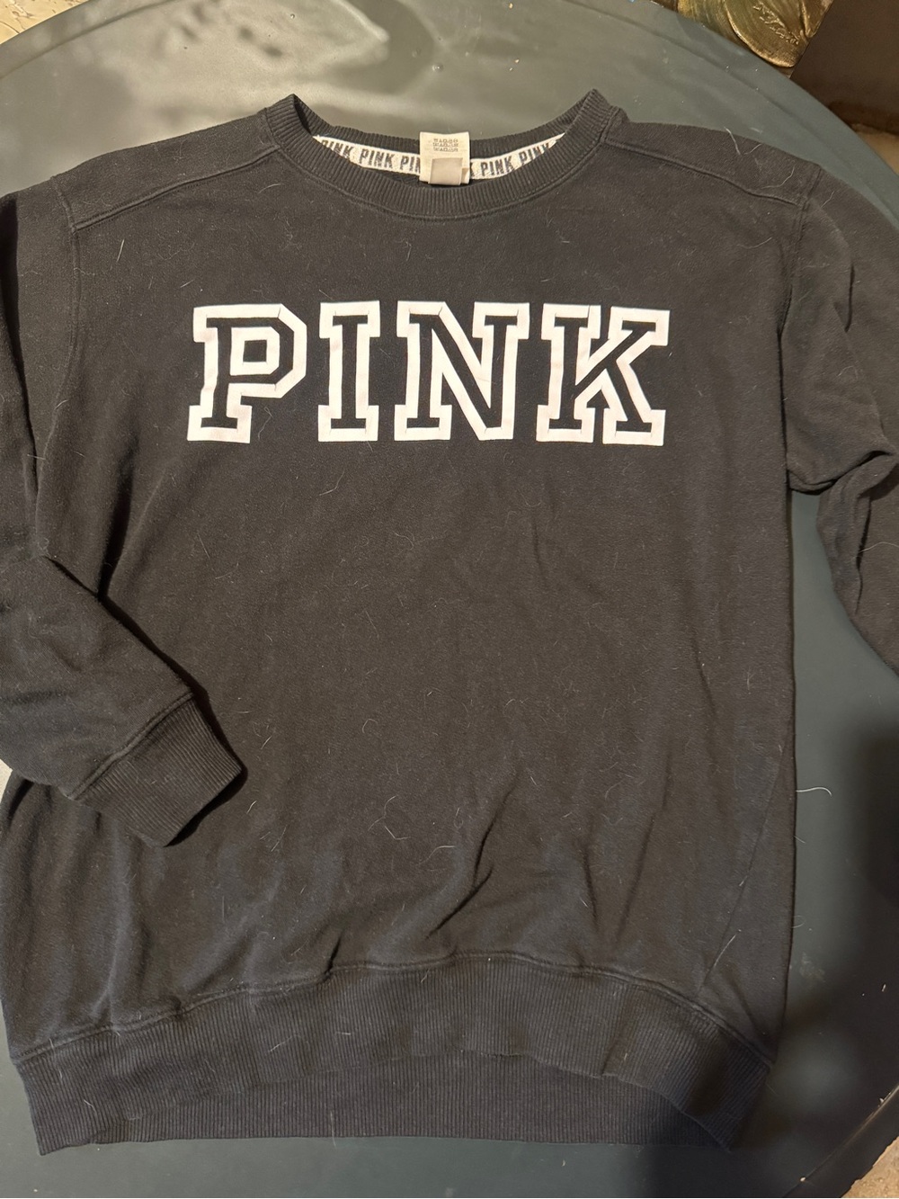 Victoria's Secret PINK Black Crewneck Sweatshirt with White Logo